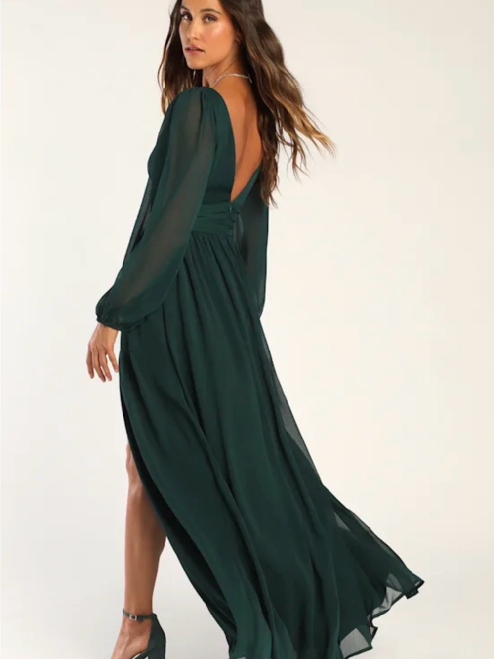 Enchant My Love Emerald Green V-Neck Long Sleeve Maxi Dress - Picture 2 of 8